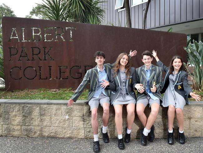 Albert Park College students Jessie, Ashlyn, Liam and Jane. Picture: Nicki Connolly