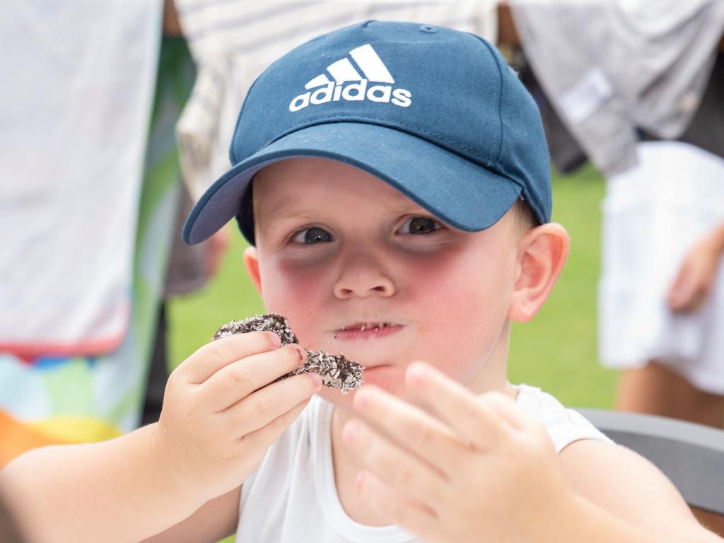 Rhyon Mayers at Australia Day @ The Bowlsie Northern Beaches Bowls club. lamington eating competitionPicture: Michaela Harlow