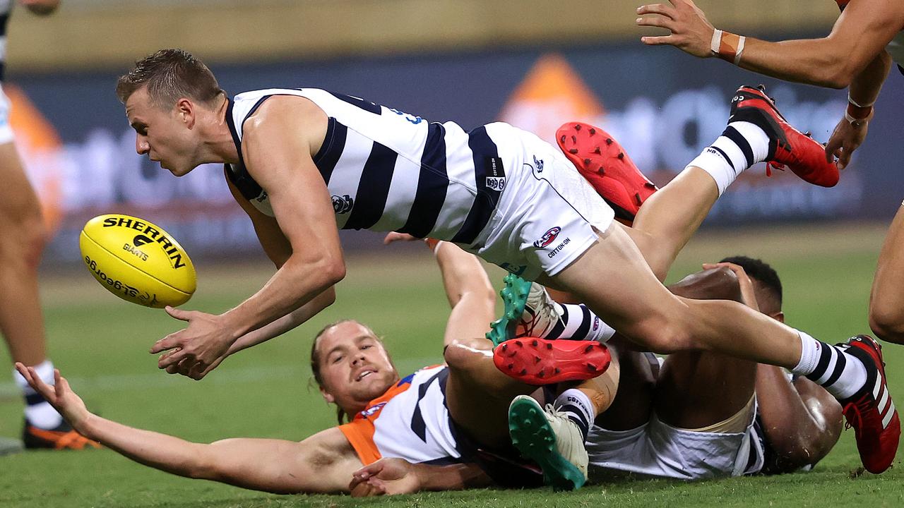 Mitch Duncan did his best to keep the Cats in the game. Picture: Phil Hillyard