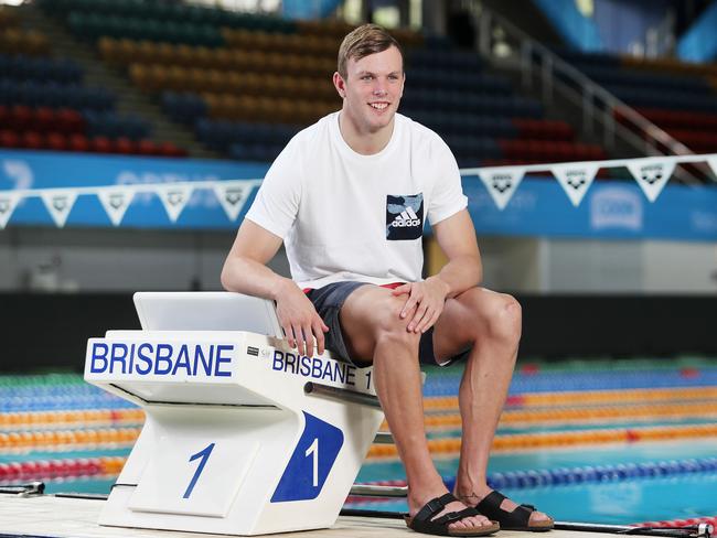 Swimmer Kyle Chalmers at the Brisbane Aquatic Centre ahead of the 2017 Australian Swimming Championships. Pics Tara Croser.