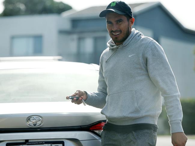 Alleged match fixer and A-League player Ulises Davila outside his home. Picture: Tim Hunter.