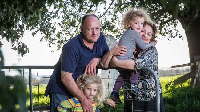 Senate hopeful Greg Mirabella with wife and former frontbencher Sophie Mirabella and their two daughters Alexandra and Katarina. Picture: Jake Nowakowski