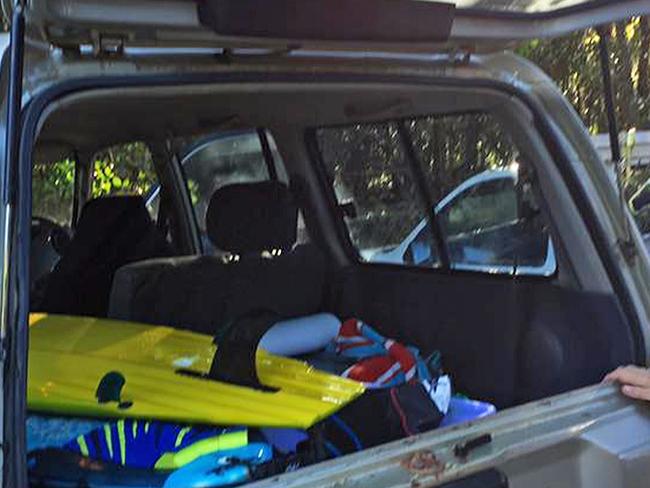 The man’s surfboard after the attack. Picture: Aaron Hoffman Facebook