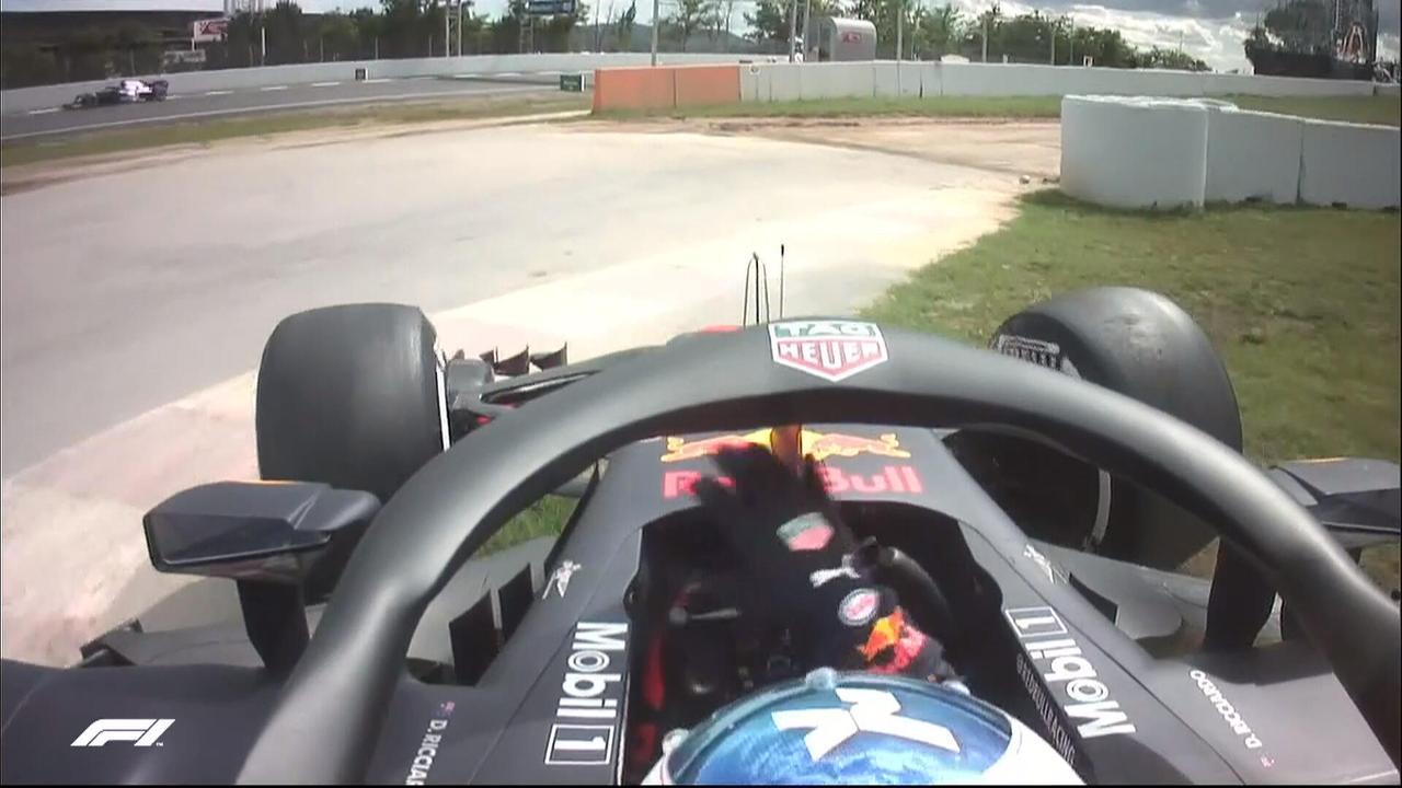 Daniel Ricciardo's unseen spin at the end of the Virtual Safety Car period during the Spanish Grand Prix.