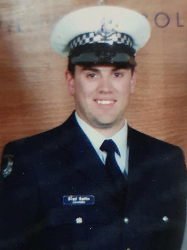 New Victorian Liberal Leader Brad Battin in his police uniform at his 2001 graduation. Picture: Supplied