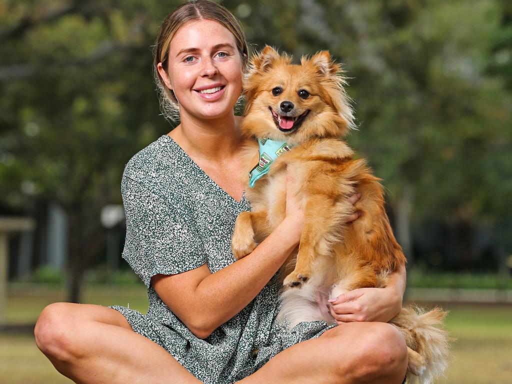 Darcie Rodden alongside her 1 year old dog Milo as Milo is one of the top dog names. Picture: Zak Simmonds