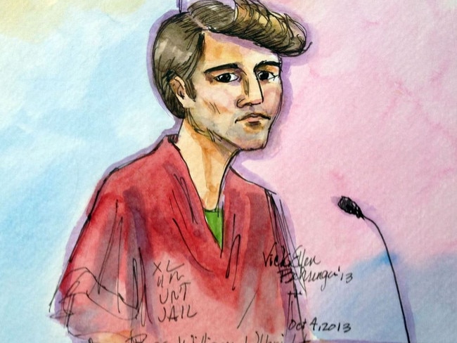 A drawing of Ross William Ulbricht during his high-profile trial. Picture: Supplied