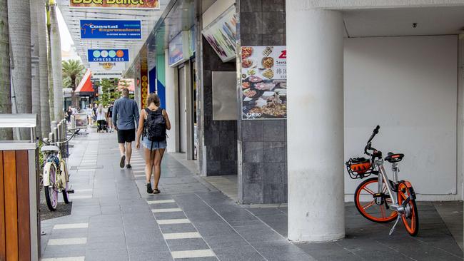 Mobikes left on the street in Surfers Paradise. Picture: Jerad Williams