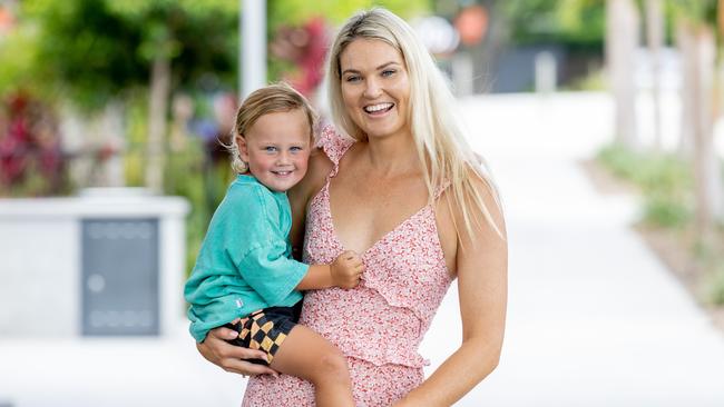 Gretel Bueta with son Bobby, 2, is pregnant agiain. Picture: Luke Marsden.