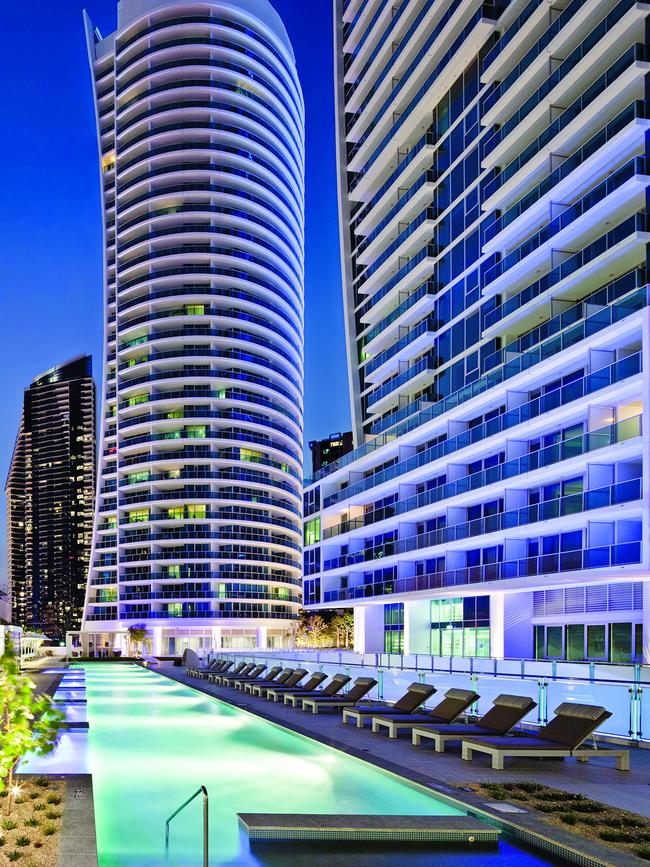 The residential apartments and hotel at Hilton Surfers Paradise.