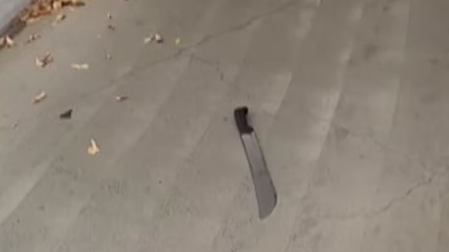 Timothy Smith shared a picture of the machete the teenager was allegedly wielding. Picture: Instagram.