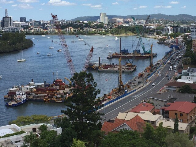 Kingsford Smith Drive upgrade work pics over time from the balcony of Paul SpottiswoodHamilton.