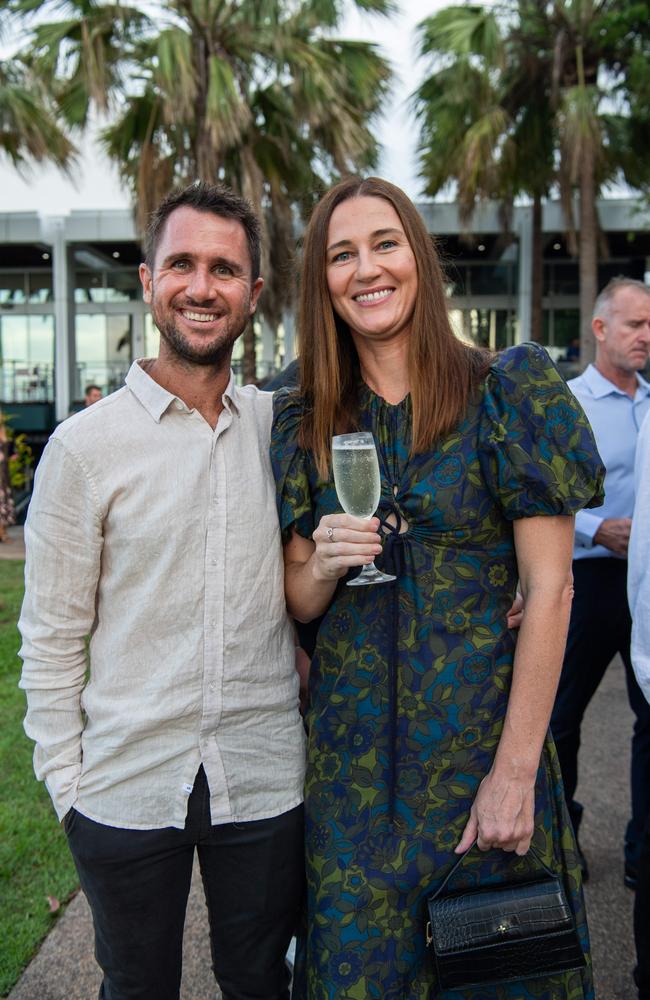 Nick Horsley and Sarah Andrews at the 2023-24 NTFL Nichols awards night. Picture: Pema Tamang Pakhrin