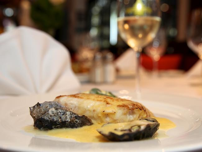 Snapper fillet  ($40) smothered in a silky lemon butter sauce with oysters.