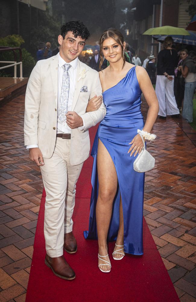 Patrick Muir partners Lyndsay Hales at Fairholme College formal, Wednesday, March 27, 2024. Picture: Kevin Farmer