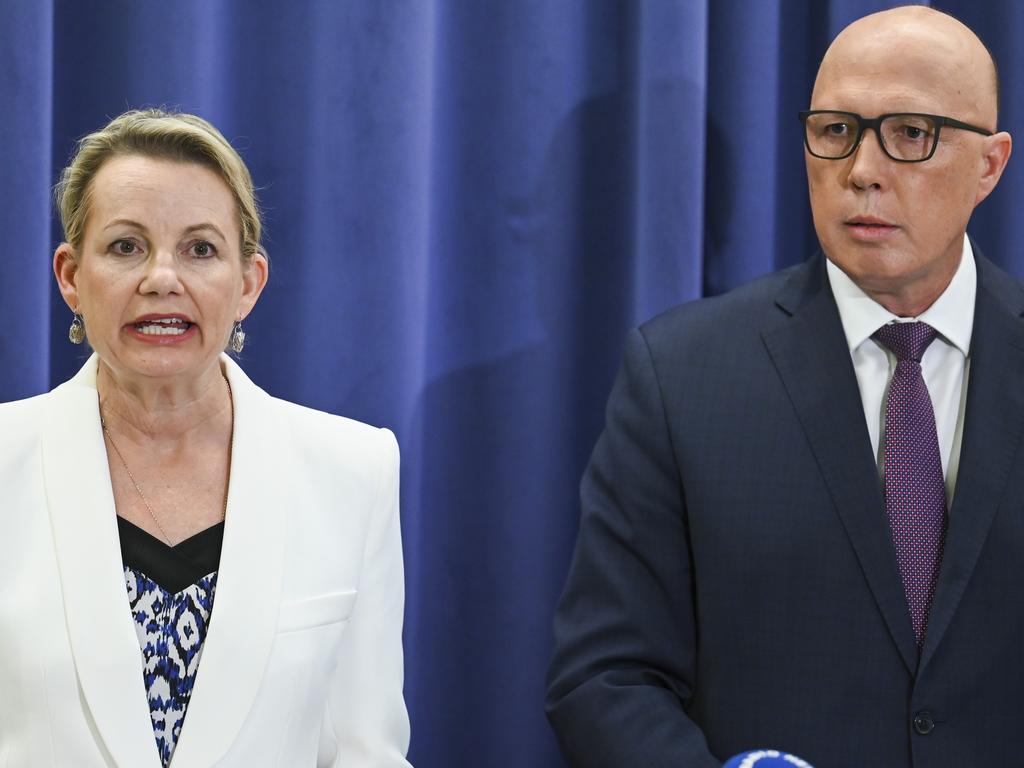 Deputy Liberal leader Sussan Ley and Mr Dutton oppose the Voice. Picture: NCA NewsWire / Martin Ollman