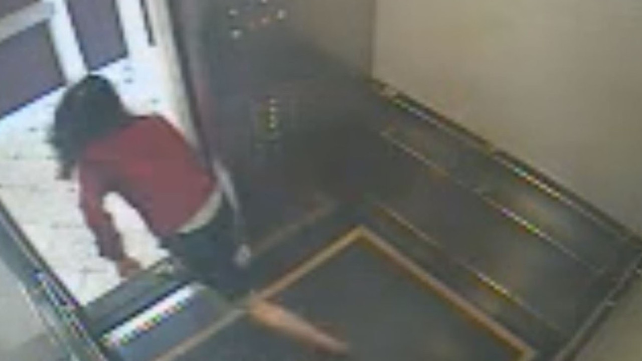 Surveillance cameras caught Elisa behaving strangely in the hotel lift