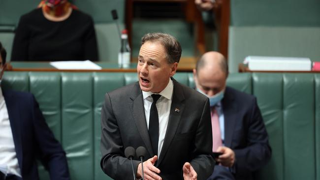 Greg Hunt makes a point during question time today. Picture: NCA NewsWire / Gary Ramage