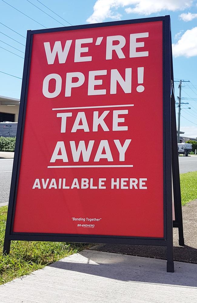 Brendale company Brand Hero gives out free corflutes to help keep coronavirus-struck small businesses afloat. Picture: Brand Hero