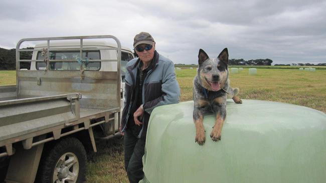 John Crothers and his mate Megs looking happy to finish silage for another year. Picture: Cath Crothers