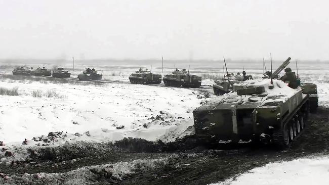 Russian military units on exercise in Rostov, Russia. Picture: Getty Images.