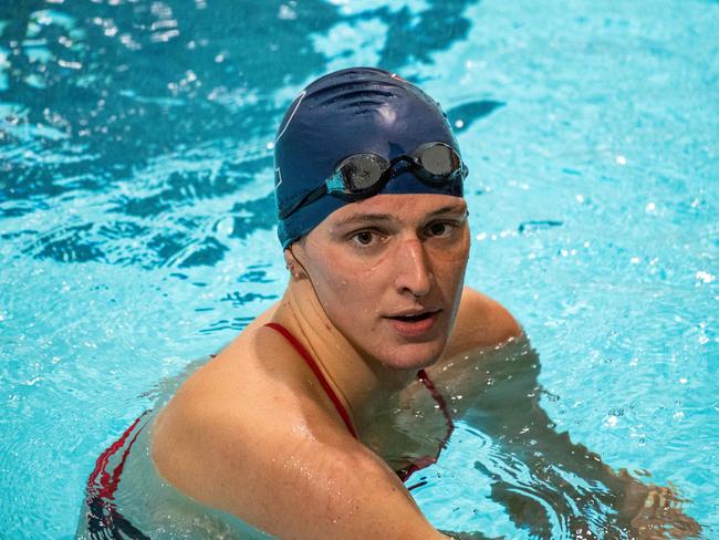 Lia Thomas, a trans woman at an Ivy League swim meet in Cambridge, Massachusetts in January 2022. <span style="font-size: 11pt;">Picture: AFP.</span>