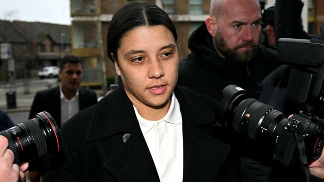 Sam Kerr outside Kingston Crown Court in south London.