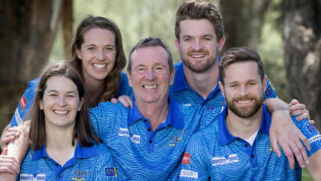 Neale Daniher and his four children — Bec, Ben, Lauren and Luke. Picture: Fiona Hamilton