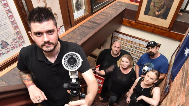 Looking for ghosts at the Maryborough Military &amp; Colonial Museum – (L) Hayden Lowry, Kade Jones, Lara Jefcoat, Alexander Leopold and Emma Critchell. Picture: Alistair Brightman.