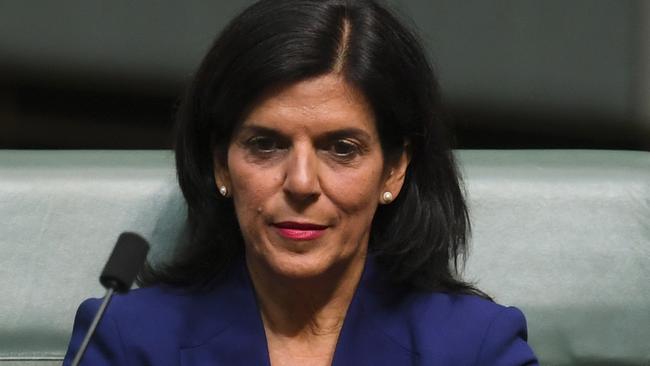 Newly Independent MP Julia Banks reacts during House of Representatives Question Time at Parliament House in Canberra, Tuesday, November 27, 2018. (AAP Image/Lukas Coch) NO ARCHIVING