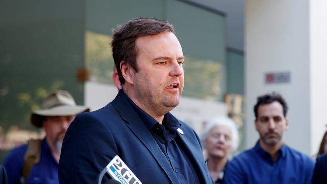 RTBU NSW Secretary Toby Warnes and delegates leave the Fair Work Commission on Christmas Eve after an application to suspend or terminate rail union strikes. Picture: NewsWire / Nikki Short