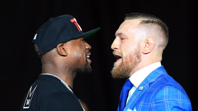 Floyd Mayweather Jr. and Conor McGregor faceoff in the lead-up to their mega bout.