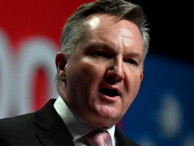 BRISBANE, AUSTRALIA - NewsWire Photos - AUGUST 17, 2023.Federal Minister for Climate Change and Energy Chris Bowen speaks at the 49th ALP National Conference 2023 in Brisbane. Picture: Dan Peled / NCA NewsWire