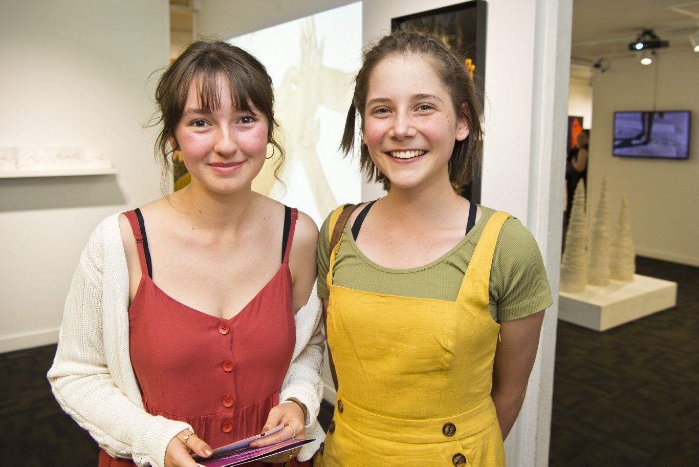 Kate Hudson-James (left) and Alisha Diruggiero at the USQ Film and Television graduate student showcase at USQ Arts Theatre, Friday, November 8, 2019. Picture: Kevin Farmer