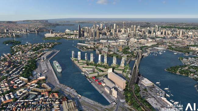 An artists impressions for the future development of the Glebe Island area. Image: Arterra Interactive/Rob Mirams