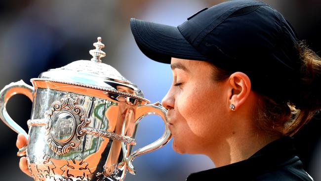 Ashleigh Barty after winning the French Open. Picture: Getty Images