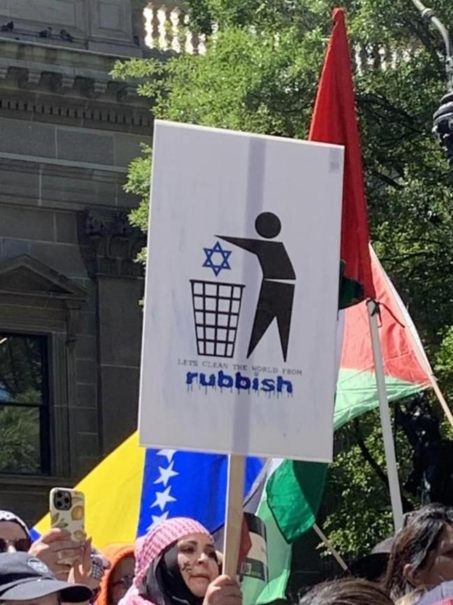 A placard from a Melbourne Pro-Palestine protest. Picture: Supplied