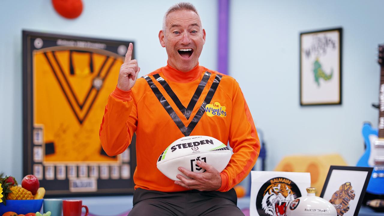 Anthony Field ditches the Blue Wiggle skivvy for Balmain orange. Picture: Sam Ruttyn