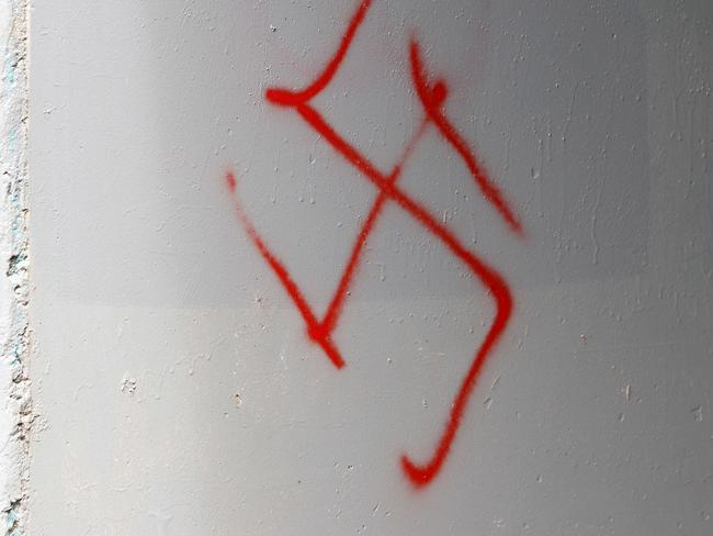 Nazi graffiti at Matthew Hawthorne Reserve in Albany Creek. Picture: Tara Croser.