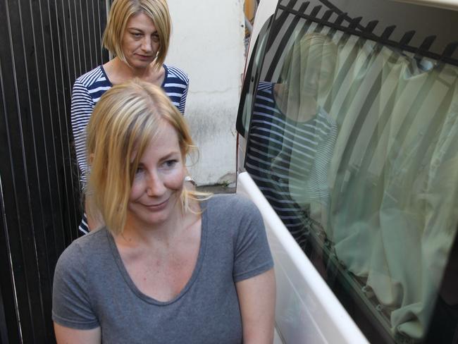 Australian TV presenter Tara Brown and Sally Faulkner are released from prison. Picture: AFP/Anwar Amro