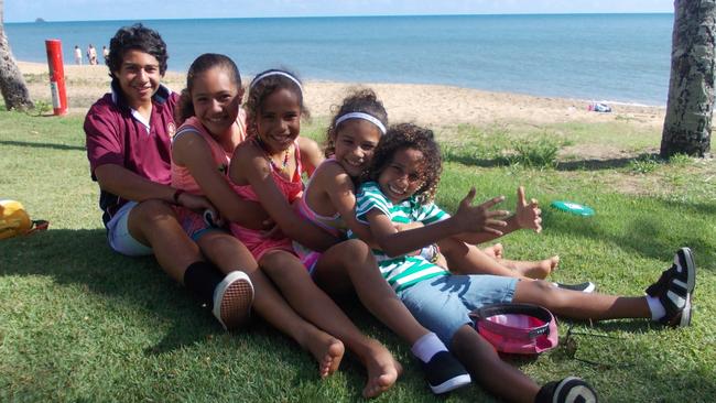 Fab five: Quivi, Ciara, Mary, Louise and Seamus at Trinity Beach in Cairns.