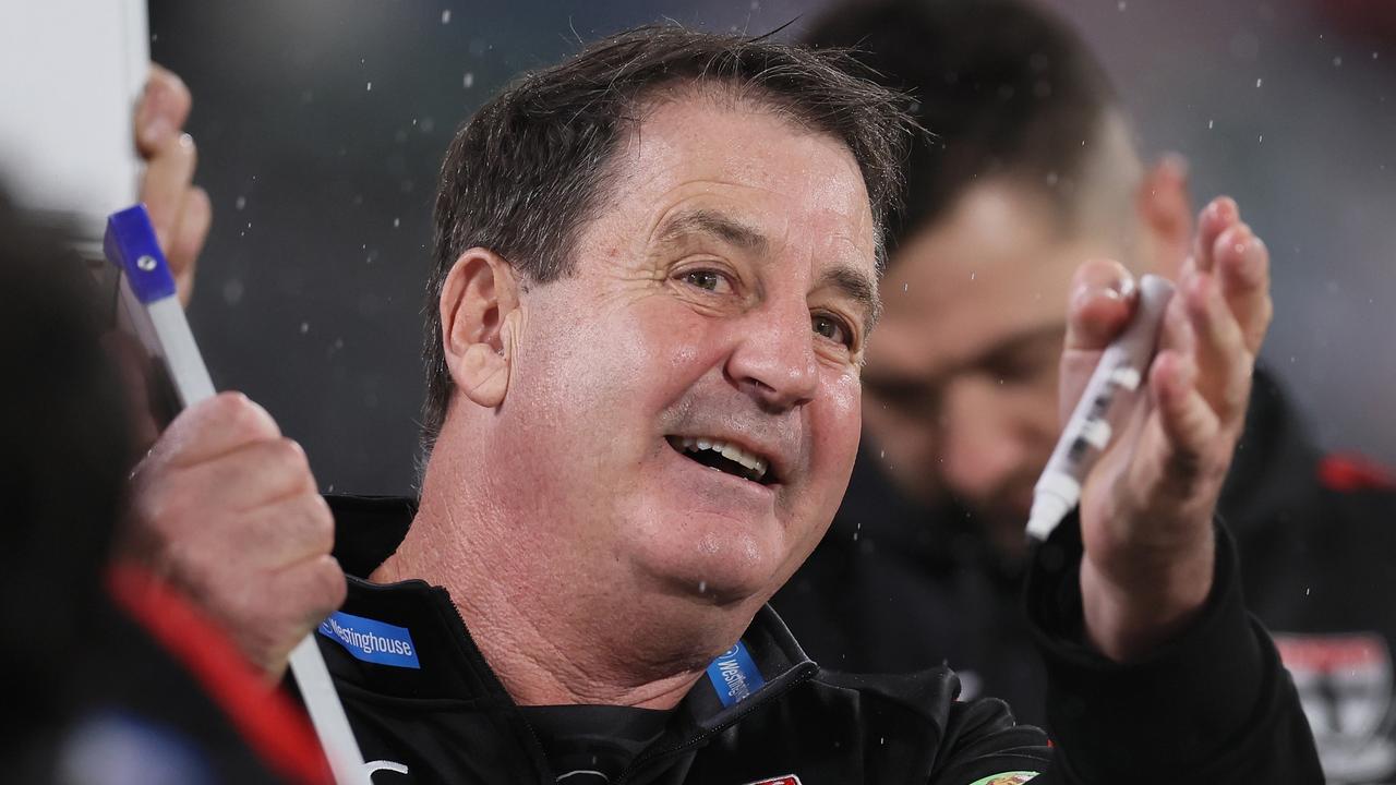 St Kilda coach Ross Lyon is going full throttle for the final two weeks of the season. Picture: James Elsby/AFL Photos via Getty Images