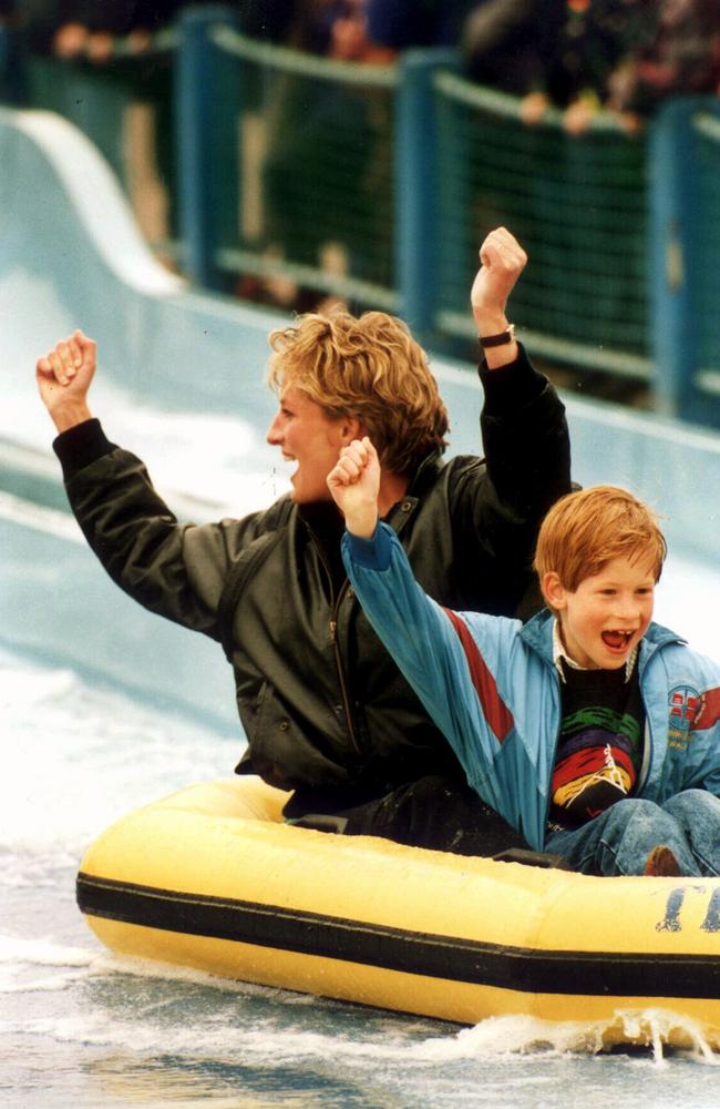 Diana, Princess of Wales whitewater rafting on Canada's Thunder River with son Prince Harry in 1993. Picture: Mail Newspaper