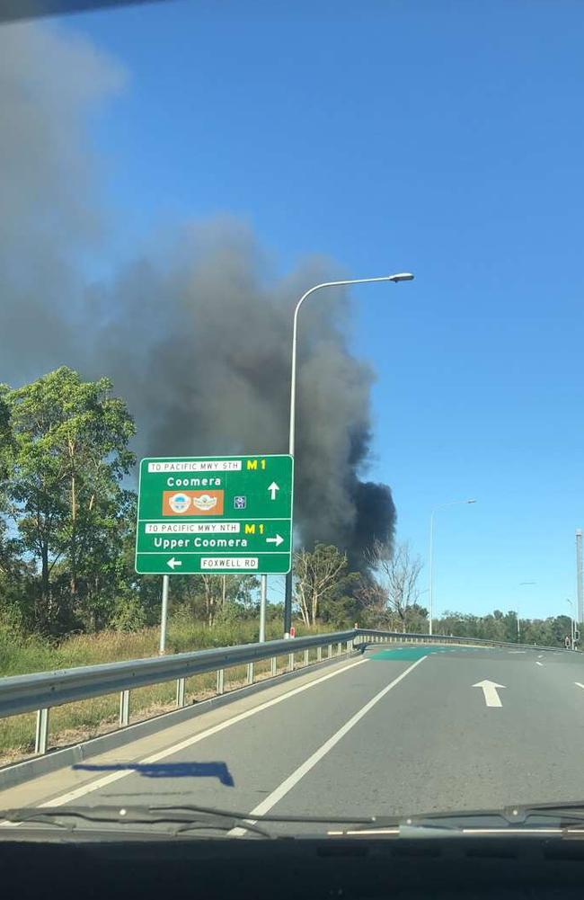 The smoke coming from the house could be seen from kilometres away. Picture: Jared Farrow and Hayley Exposito