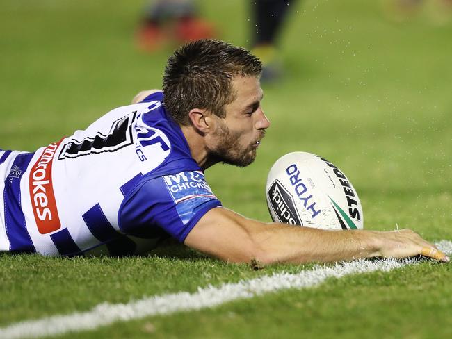 Foran in action for the Bulldogs against the Sharks. Picture: Brett Costello