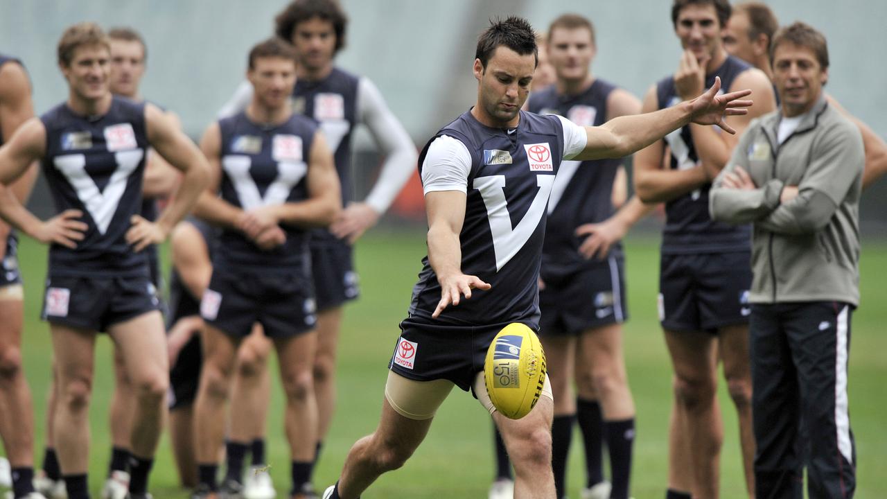 Victorian team members prepare for the Hall of Fame Tribute match between Victoria and the Dream Team in 2008, which inadvertently launched the career of Chris Scott.