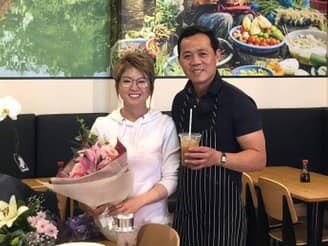 Vina Yummy Restaurant Sandy Bay owners Xuan A Tran and her husband Quang Manh Dong. Picture: Facebook