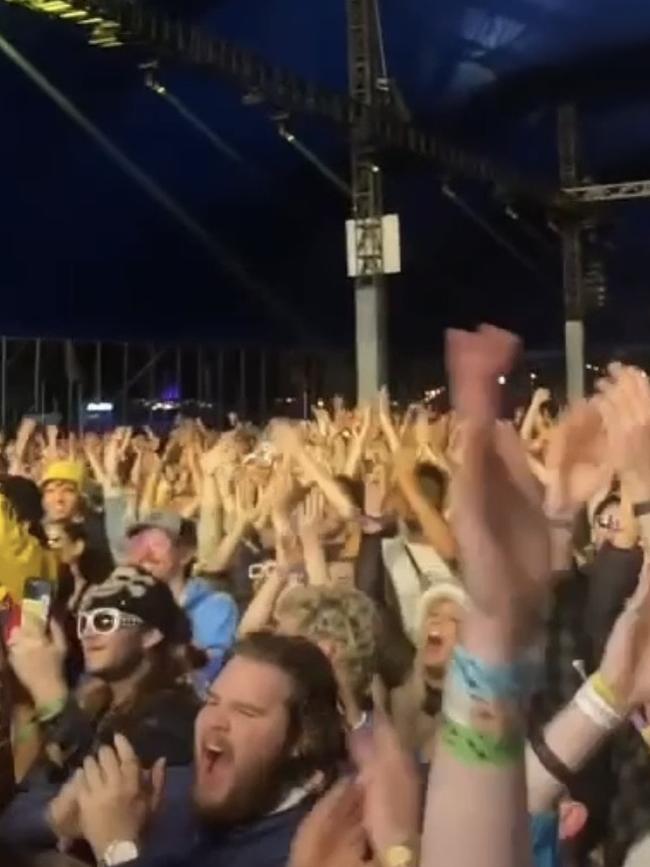 The crowd watching Meg and Tierra onstage at the festival.