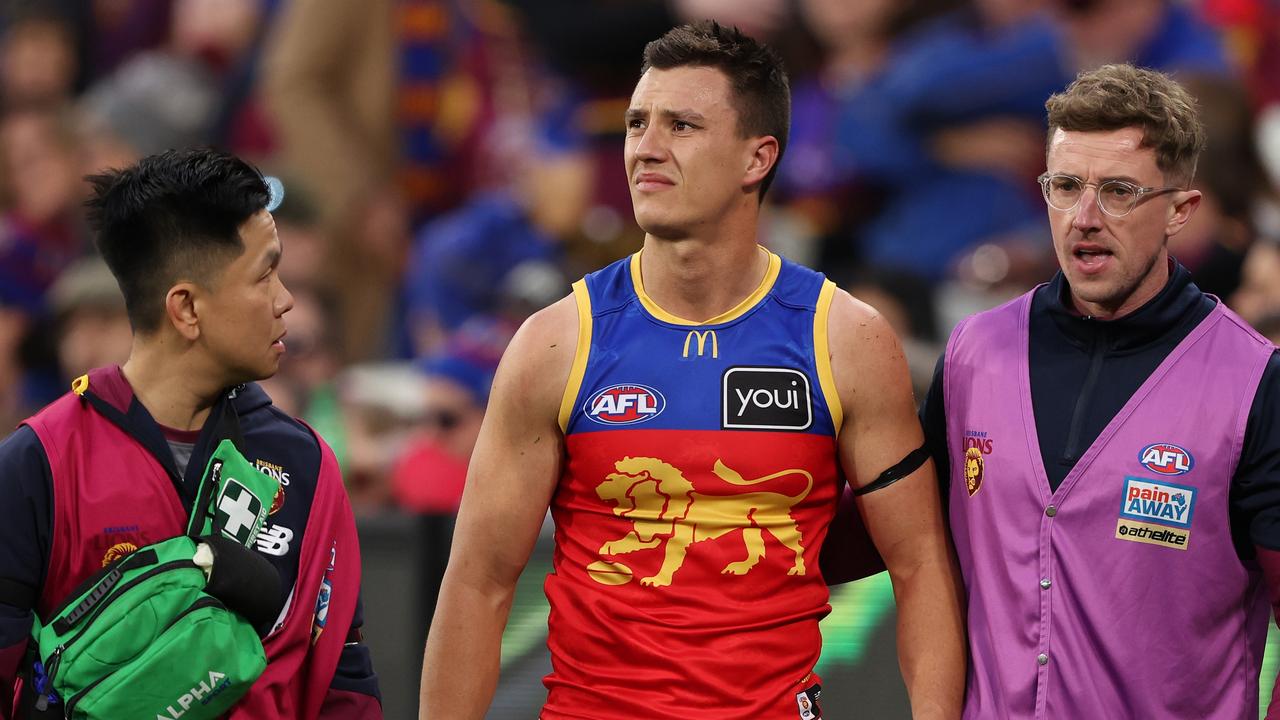 McCluggage left the game in the last quarter of the Lions’ loss to Hawthorn. (Photo by Robert Cianflone/Getty Images)