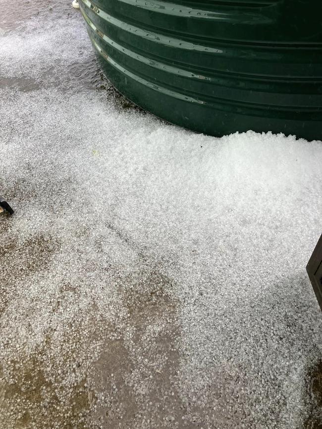 Hail at Cambooya. Picture: Gary Greer